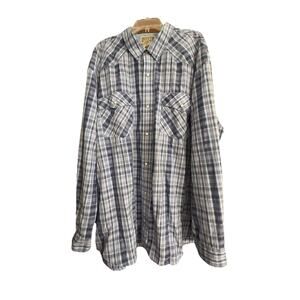Duluth Trading  Armachillo Shirt Mens 3XL Tall Plaid Western Vented Pearl Snap